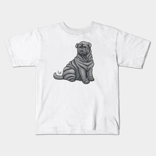 Dog - Chinese Shar-Pei - Gray Kids T-Shirt